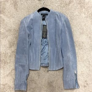 Blue Moda International Suede Biker Moto Jacket